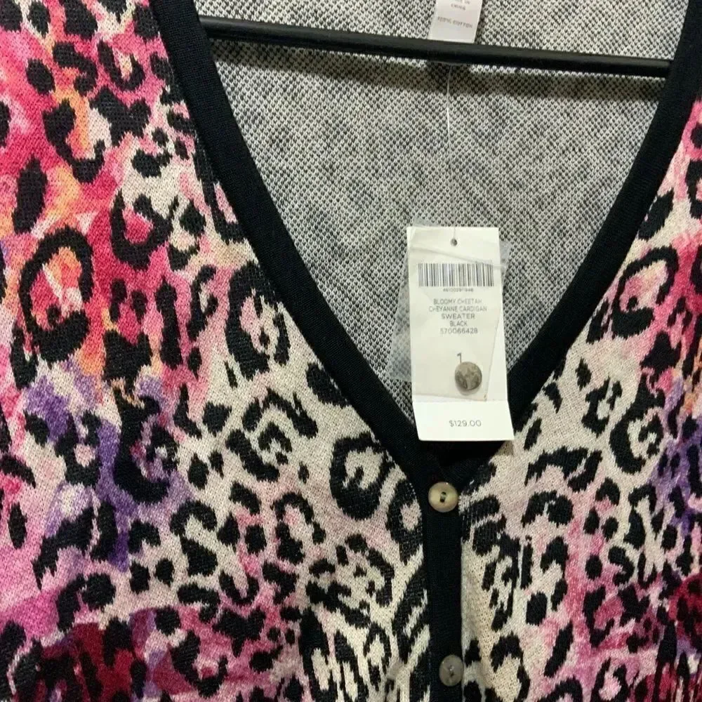 Chico's Chitah Blossom Cardigan Sweater. Size 1